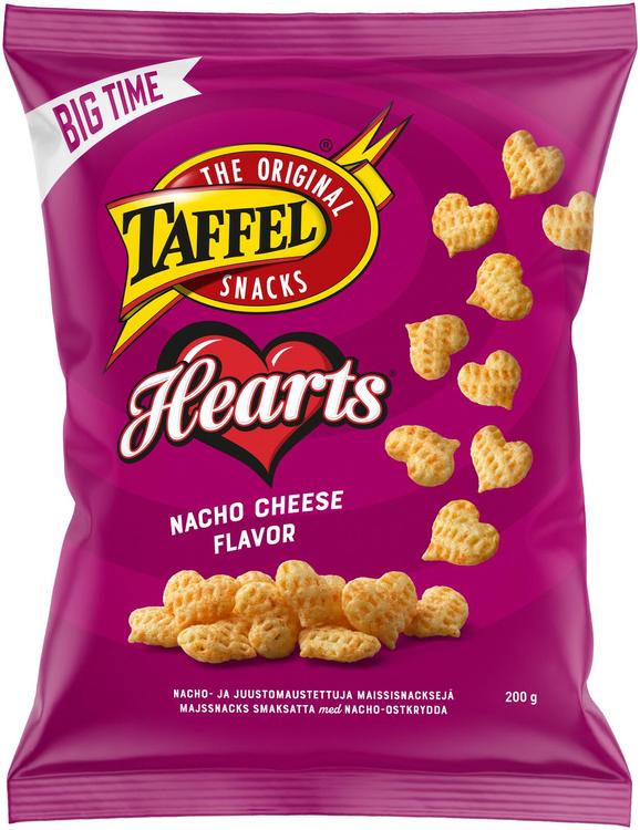 Taffel Hearts nacho cheese maustettu maissisipsi 200g